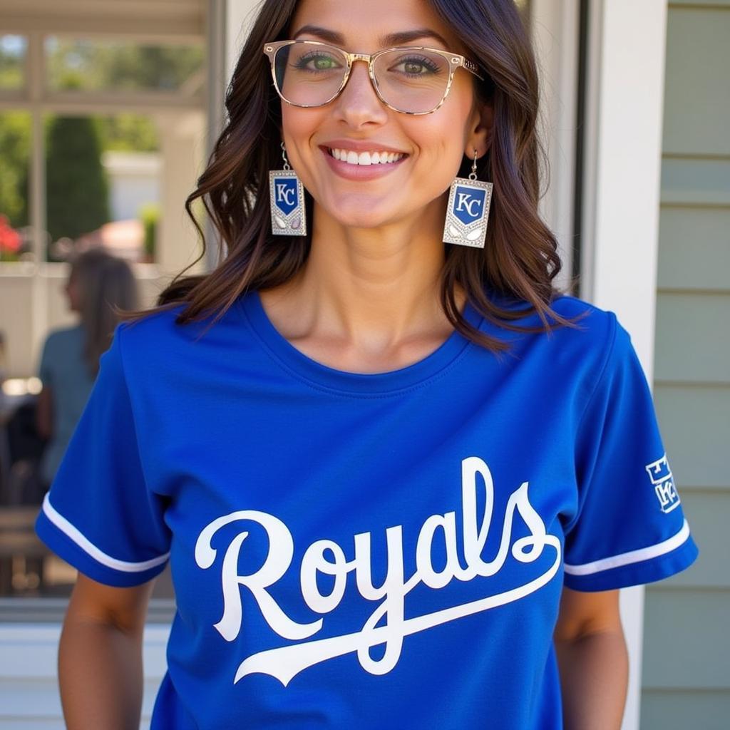 Kansas City Royals Earrings Paired with Game Day Outfit