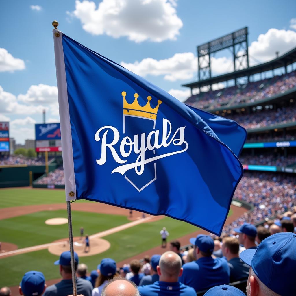 Kansas City Royals flag waving at a game