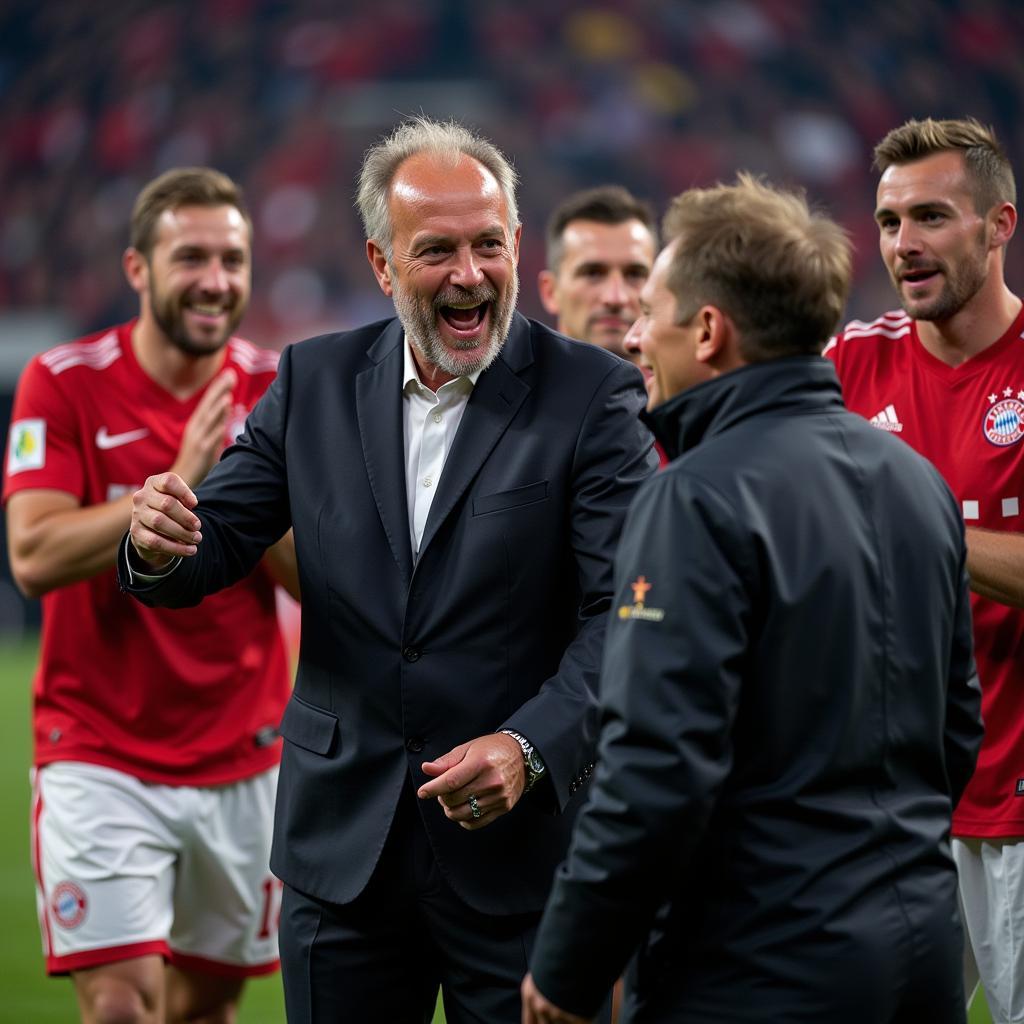 Karl-Heinz Rummenigge celebrating a victory