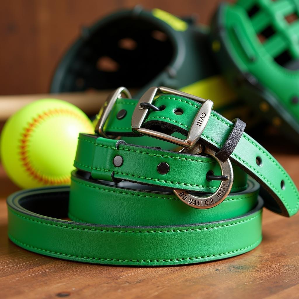 Kelly Green Softball Belts in Various Materials