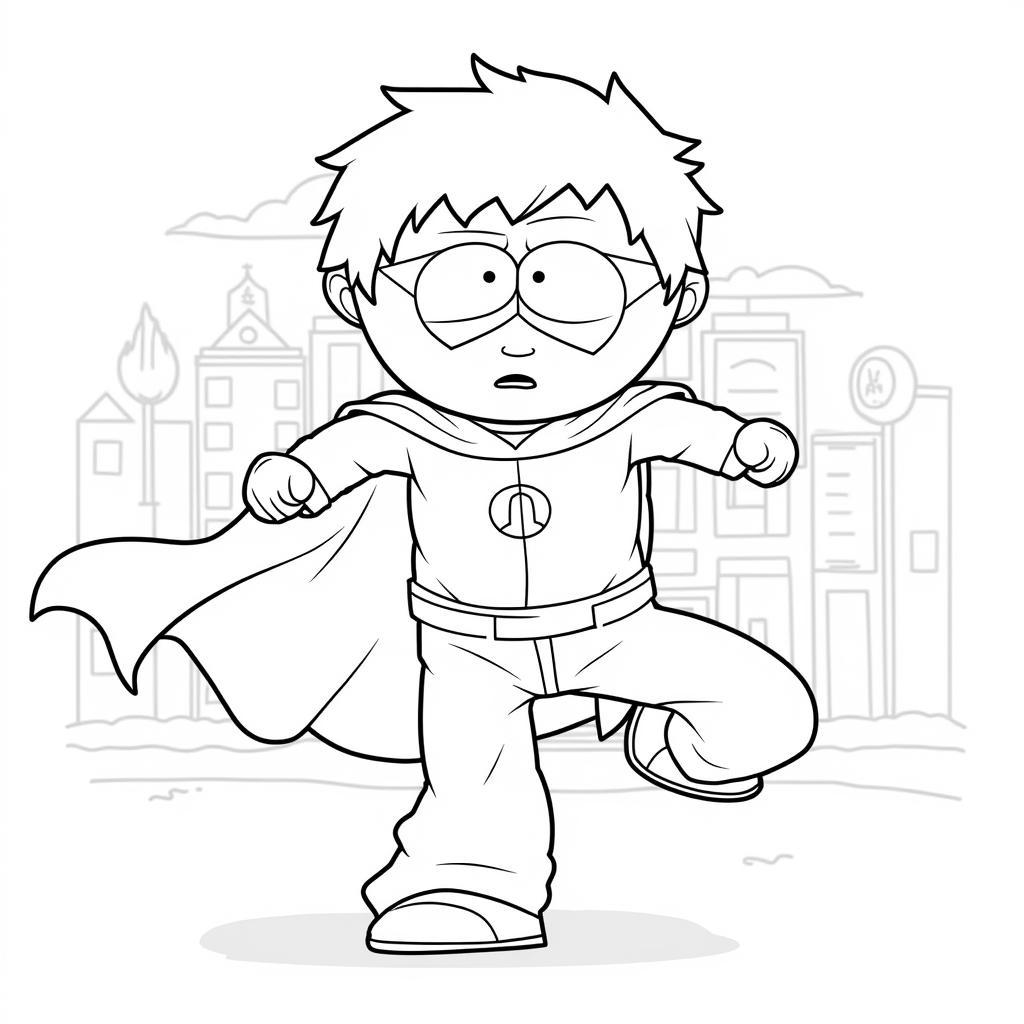 Kenny South Park Coloring Page: Mysterion in Action