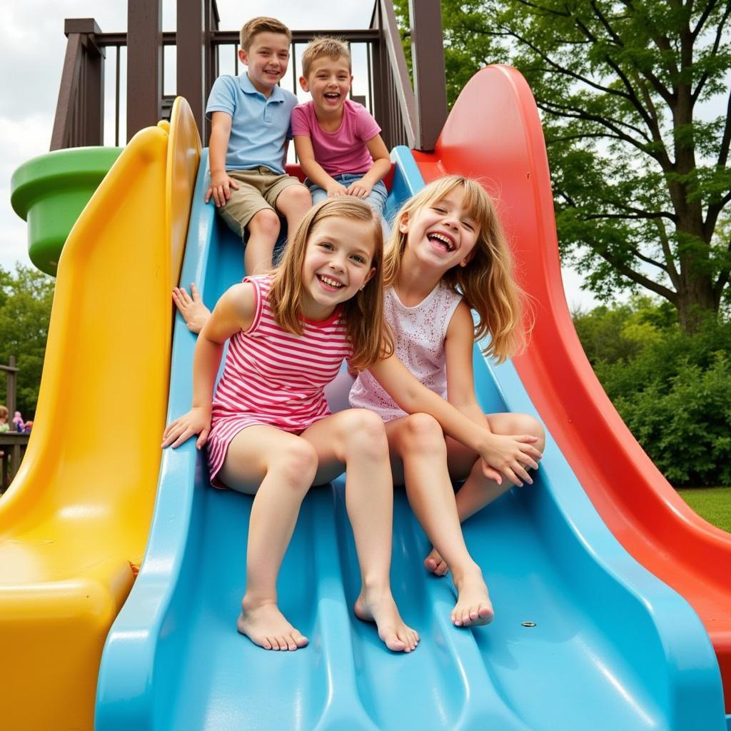  Children enjoying an 8-foot deck slide 