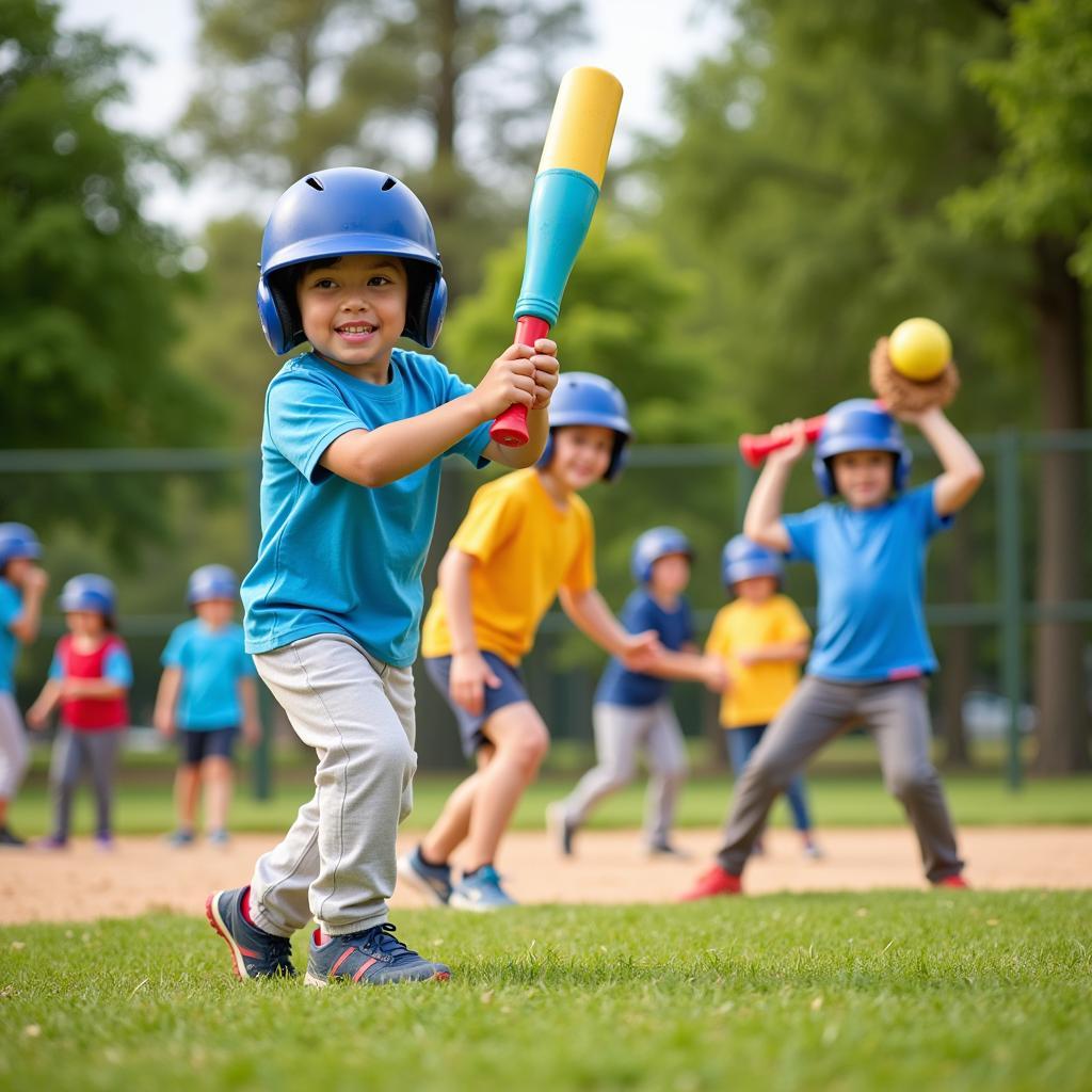 Kids Playing With Toy Baseball Bats