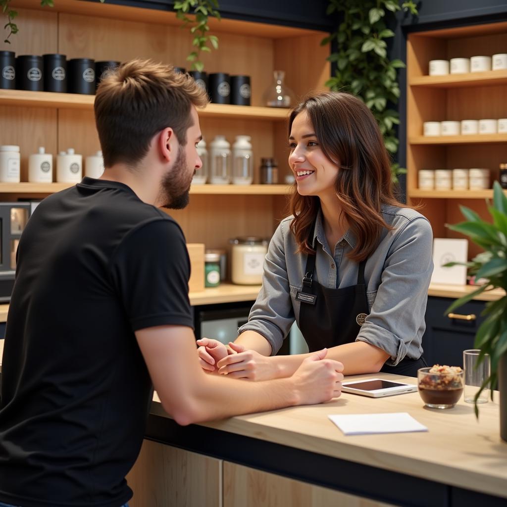 Friendly and knowledgeable staff assisting a customer