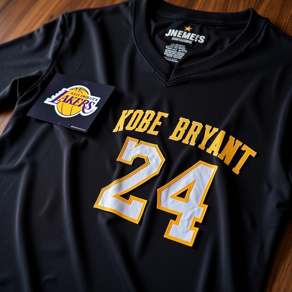 Kobe Bryant memorial shirt with number 24 and Lakers logo