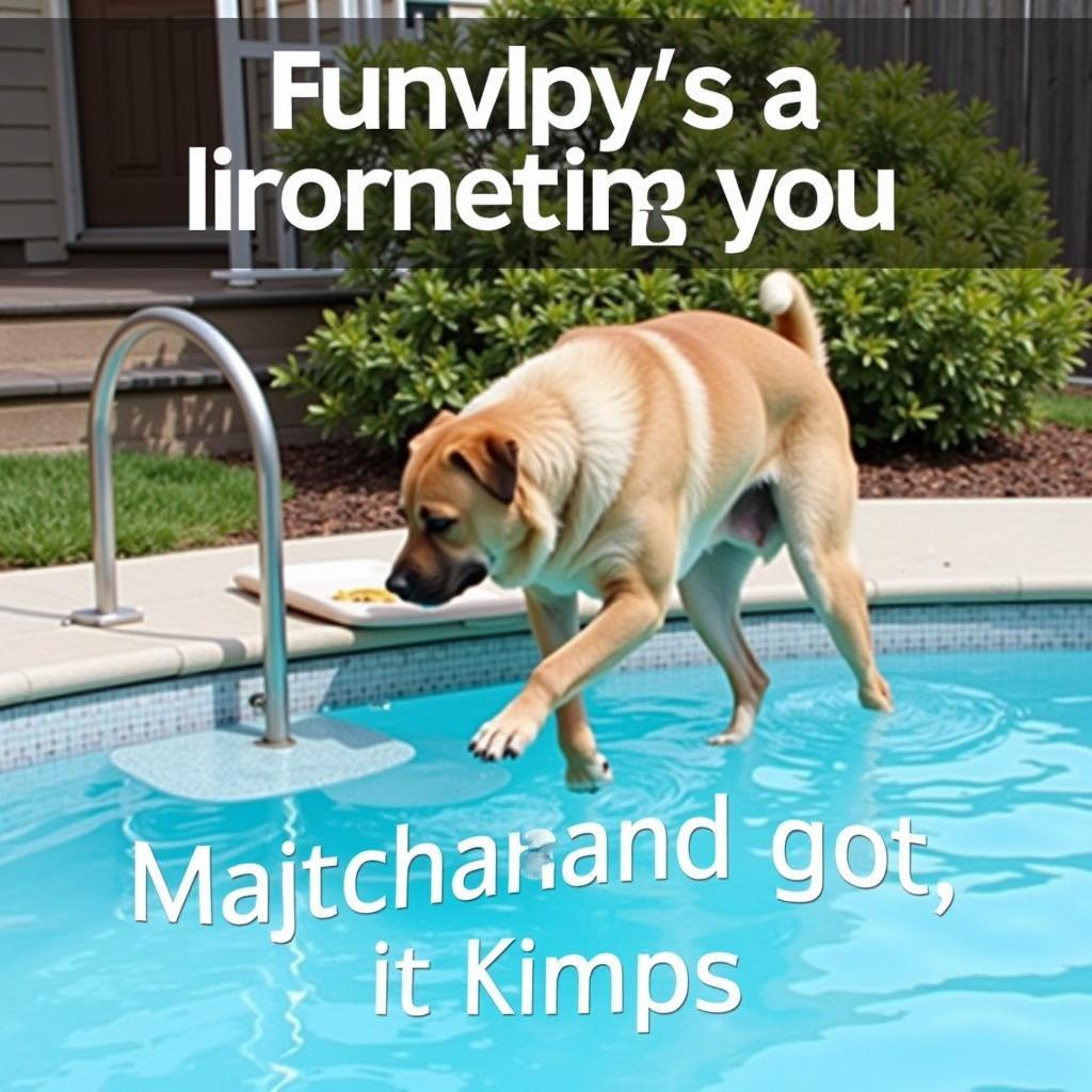 Large Dog Struggling to Exit Pool