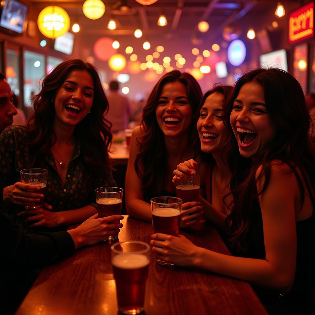 Group of Latino friends enjoying NYC nightlife