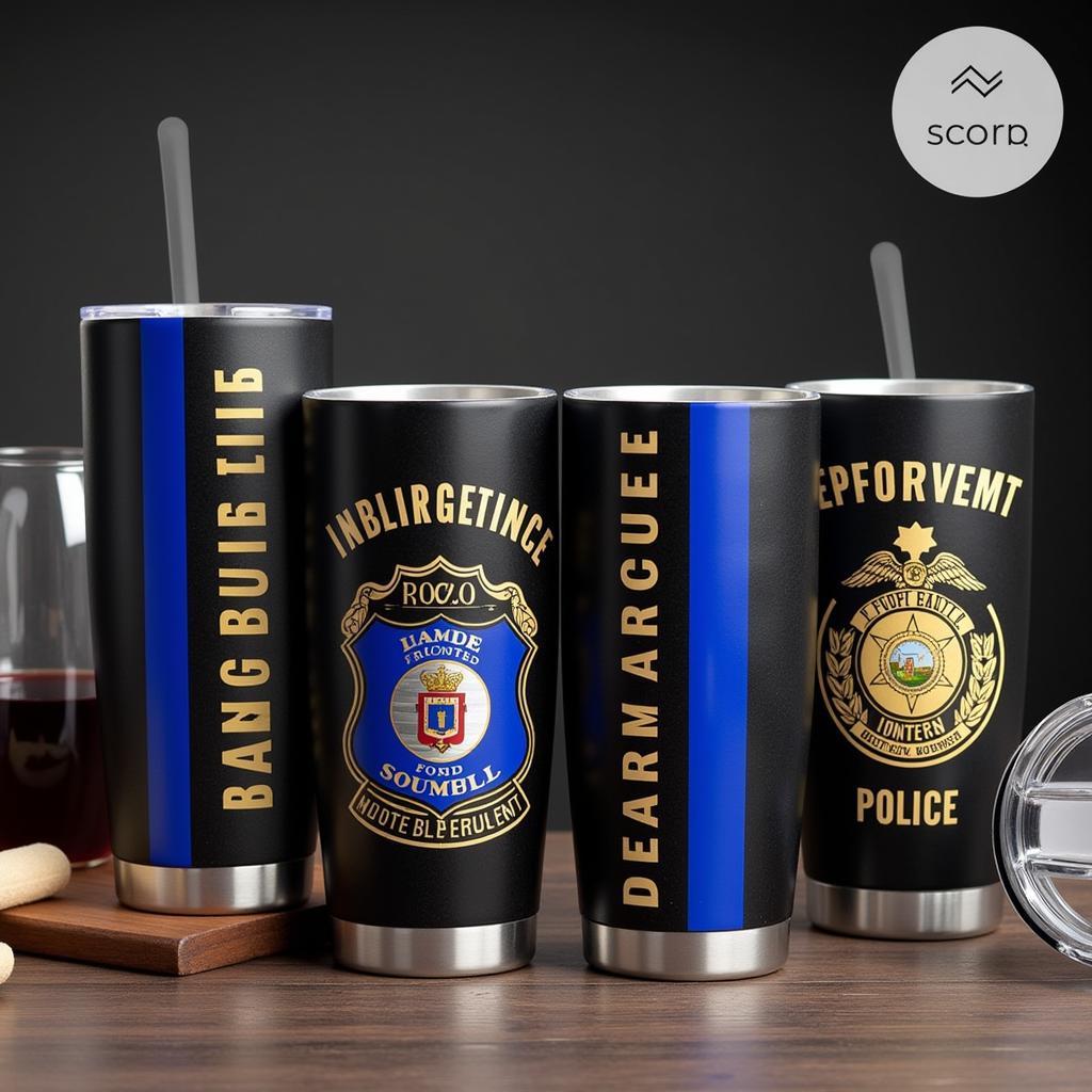 Various law enforcement tumbler designs