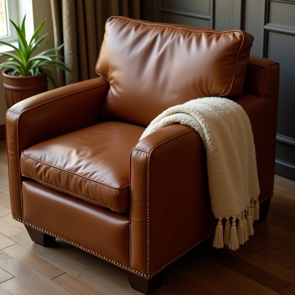 Luxurious Leather Hide Chair in a Modern Living Room