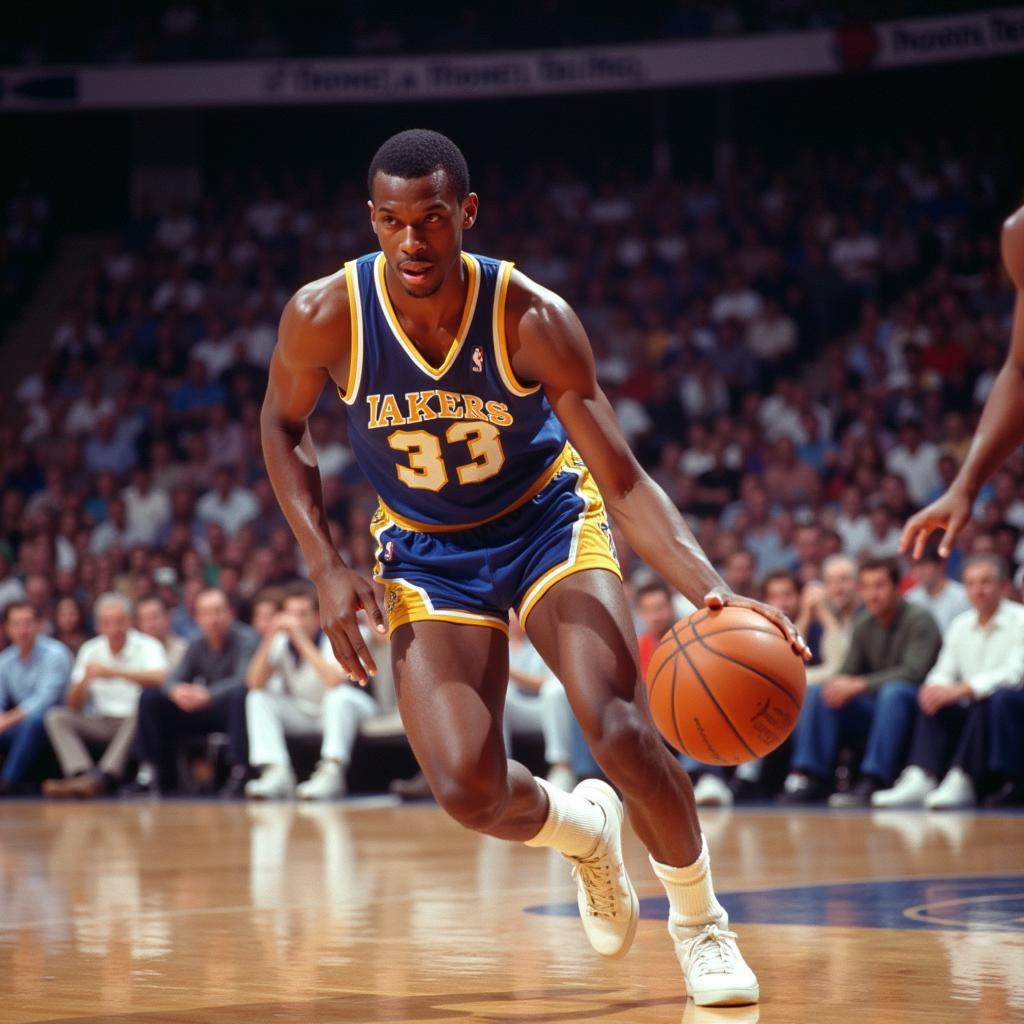 Legendary NBA Player in a Blue and White Jersey