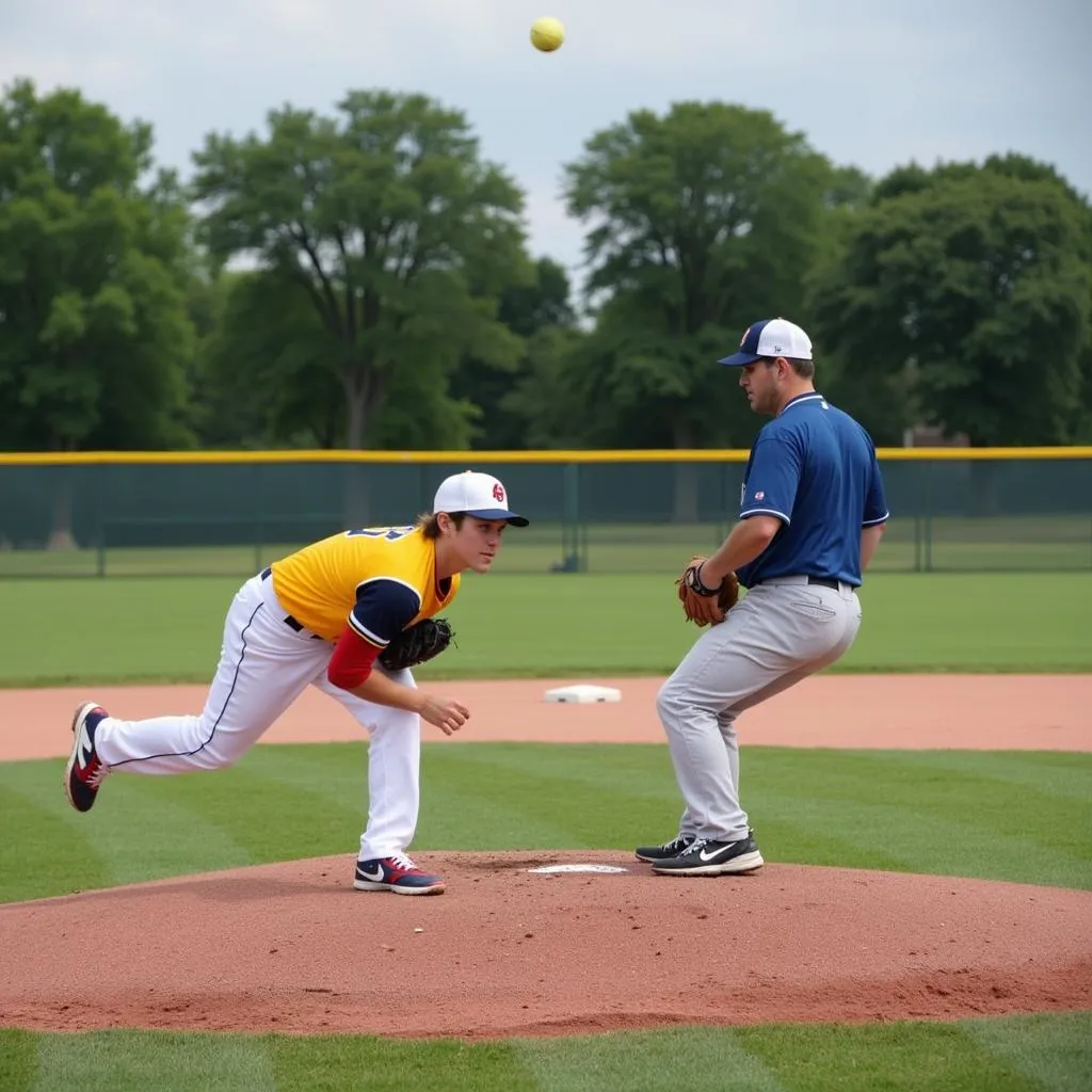 Pitching instruction at Legends Baseball Camp