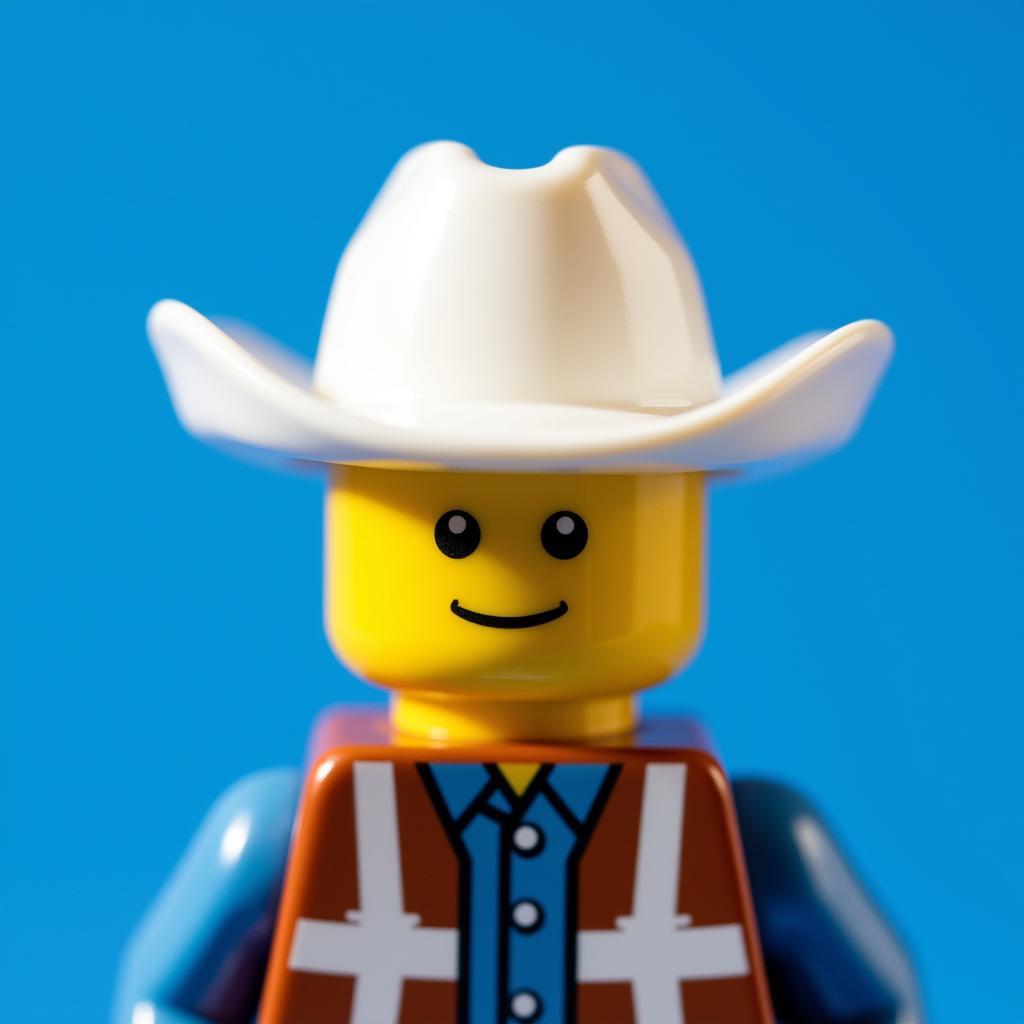 Lego minifigure sporting a classic white cowboy hat