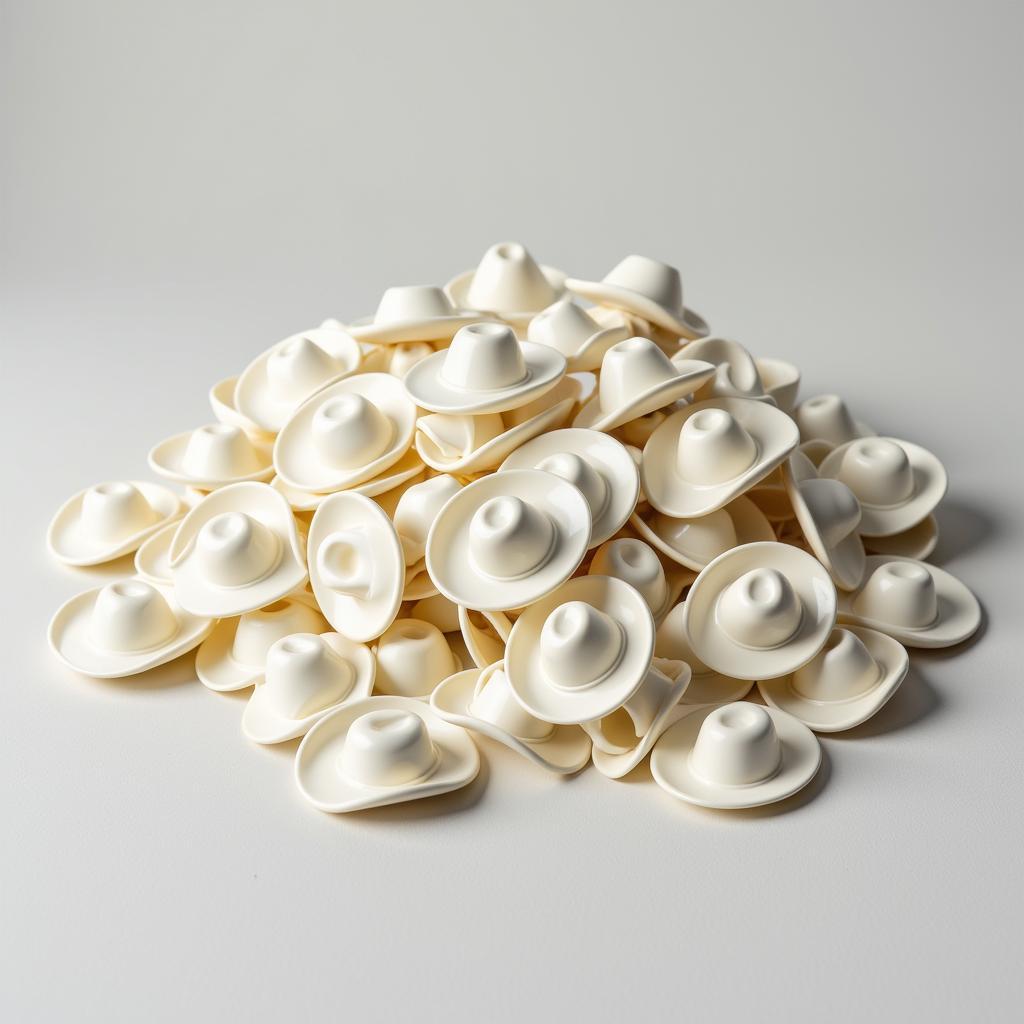 Pile of Lego white cowboy hats