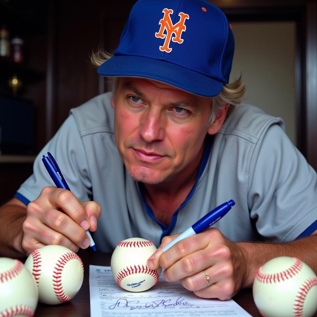 Lenny Dykstra Signing Baseballs