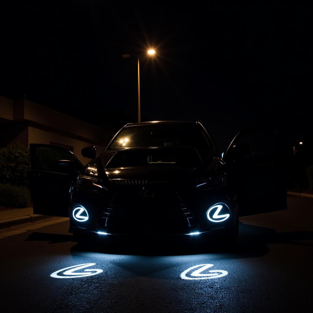 Lexus door courtesy lights illuminating the ground