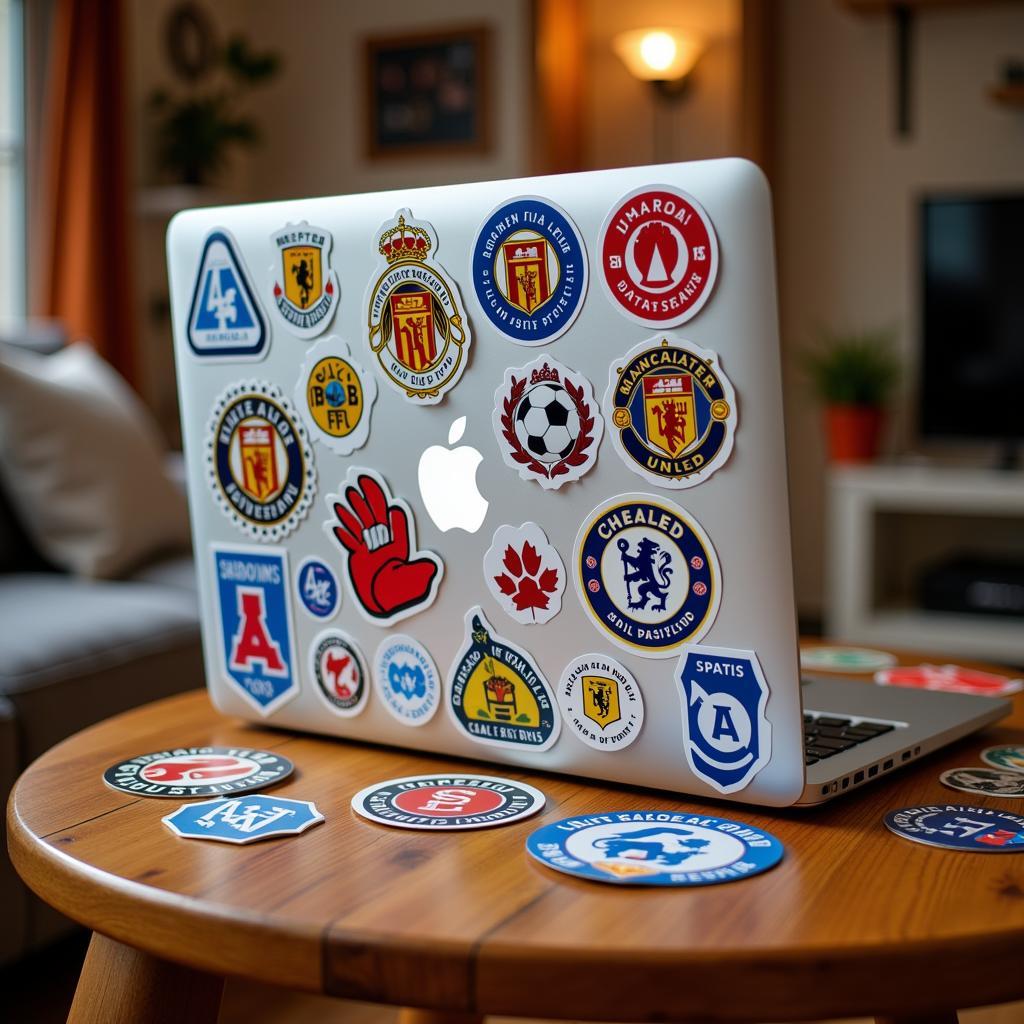 Life Series Stickers Adorning a Football Fan's Laptop