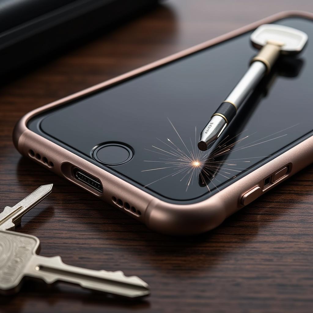 A lighter metal case safeguarding a phone from potential scratches