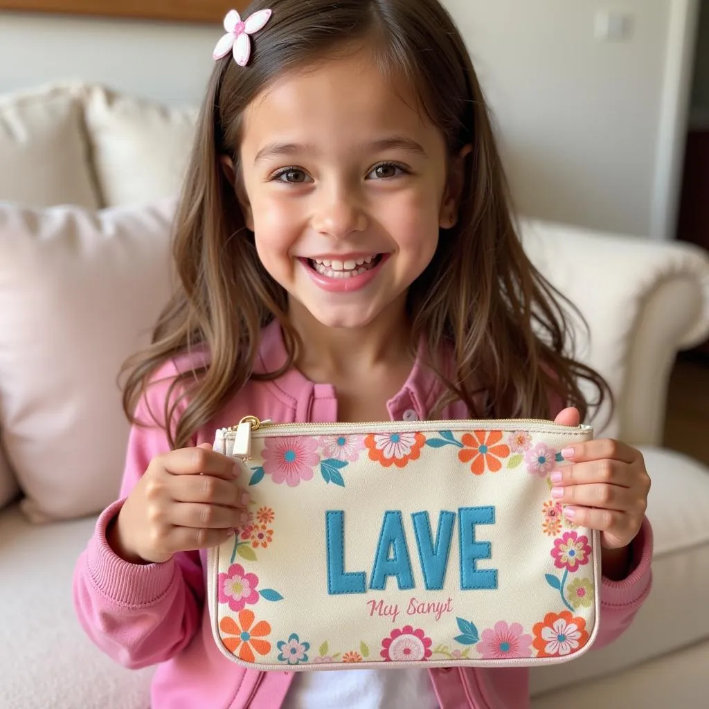 Little Girl with Personalized Purse