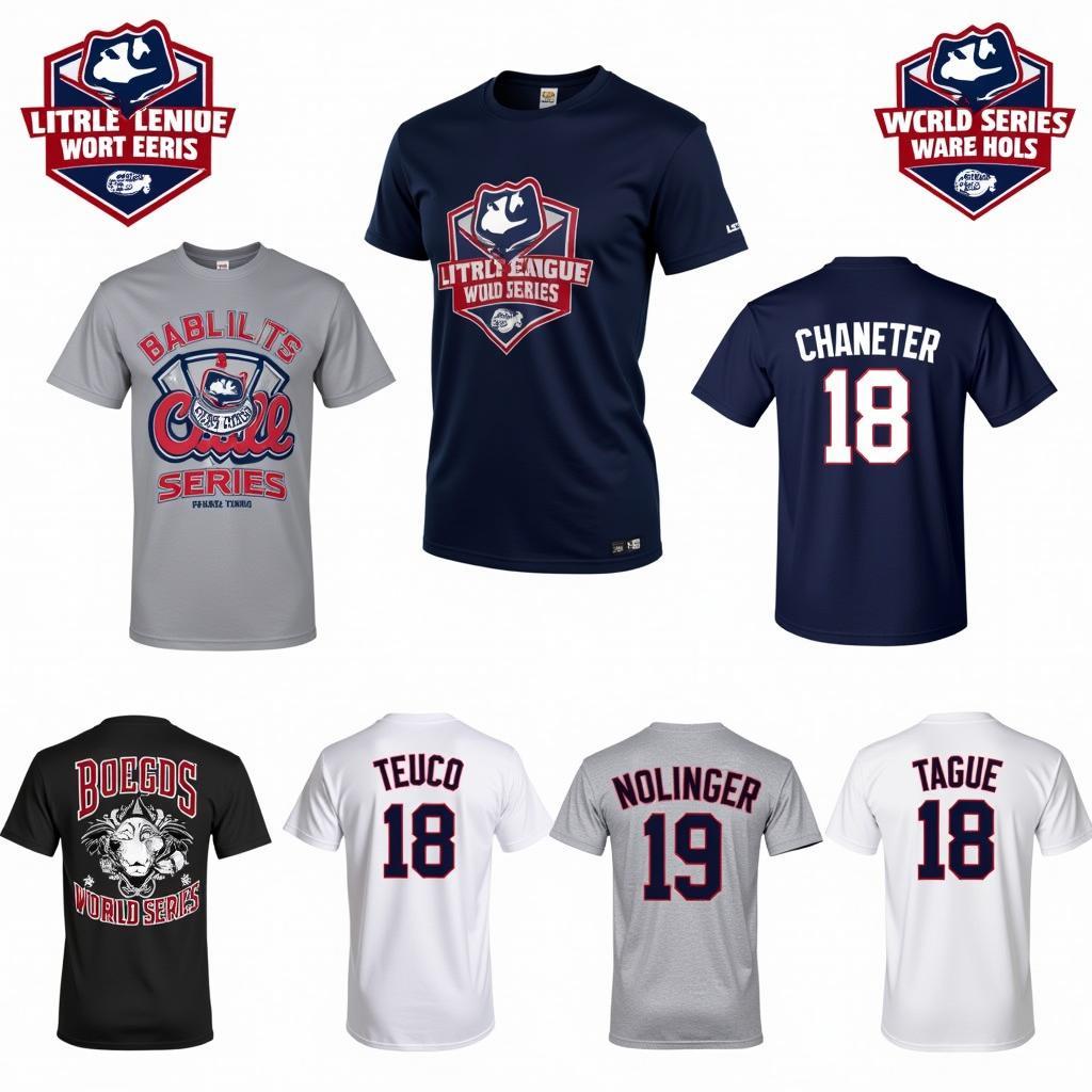 Little League World Series t-shirt designs with various logos and graphics