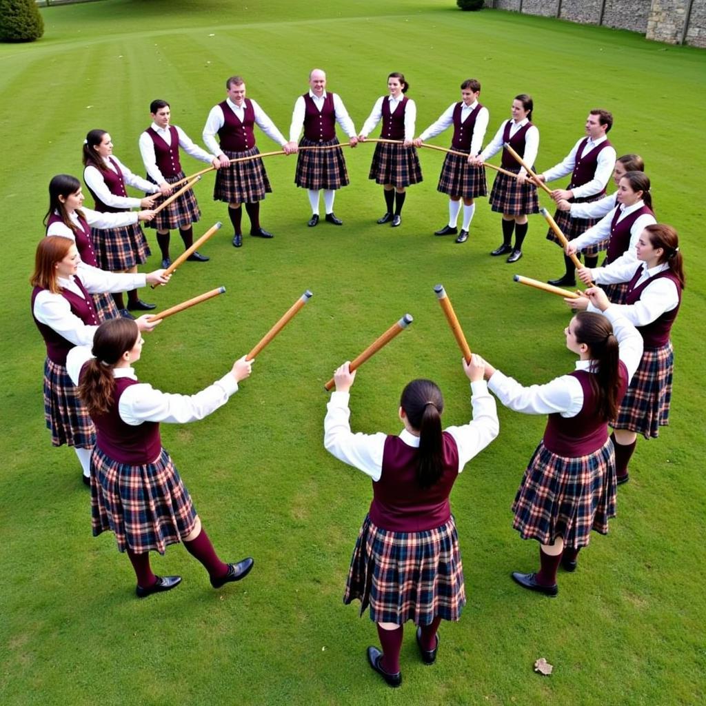 Livingston Morris dancers in a circular formation