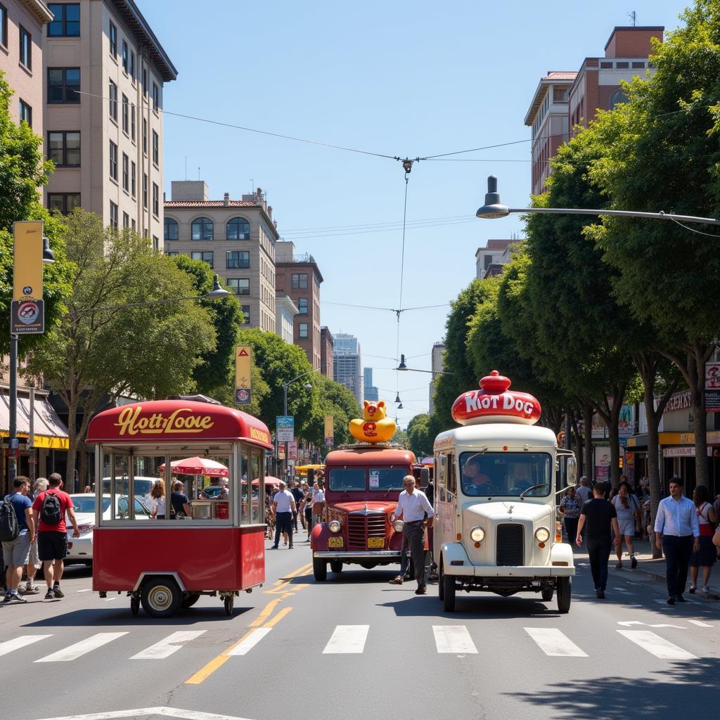 Variety of hot dog carts in Los Angeles