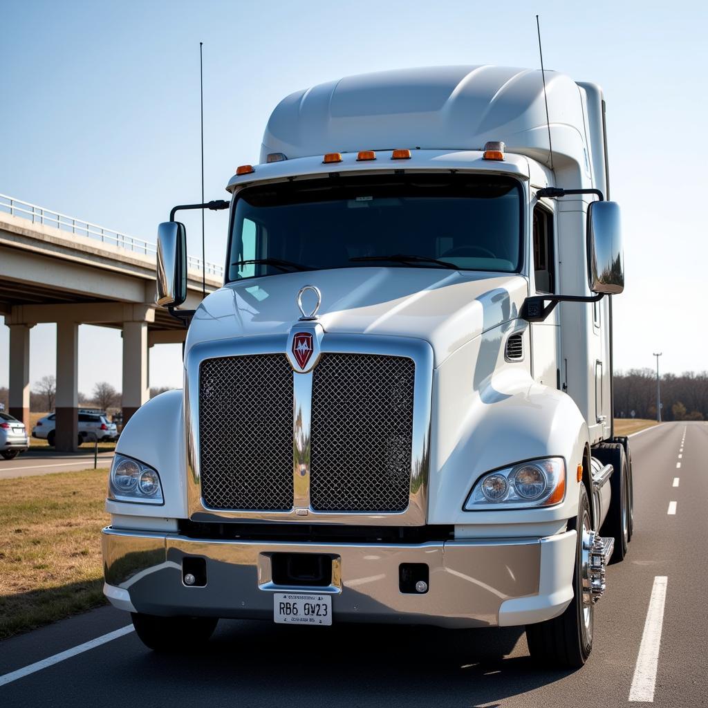 Mack truck with a honeycomb grill