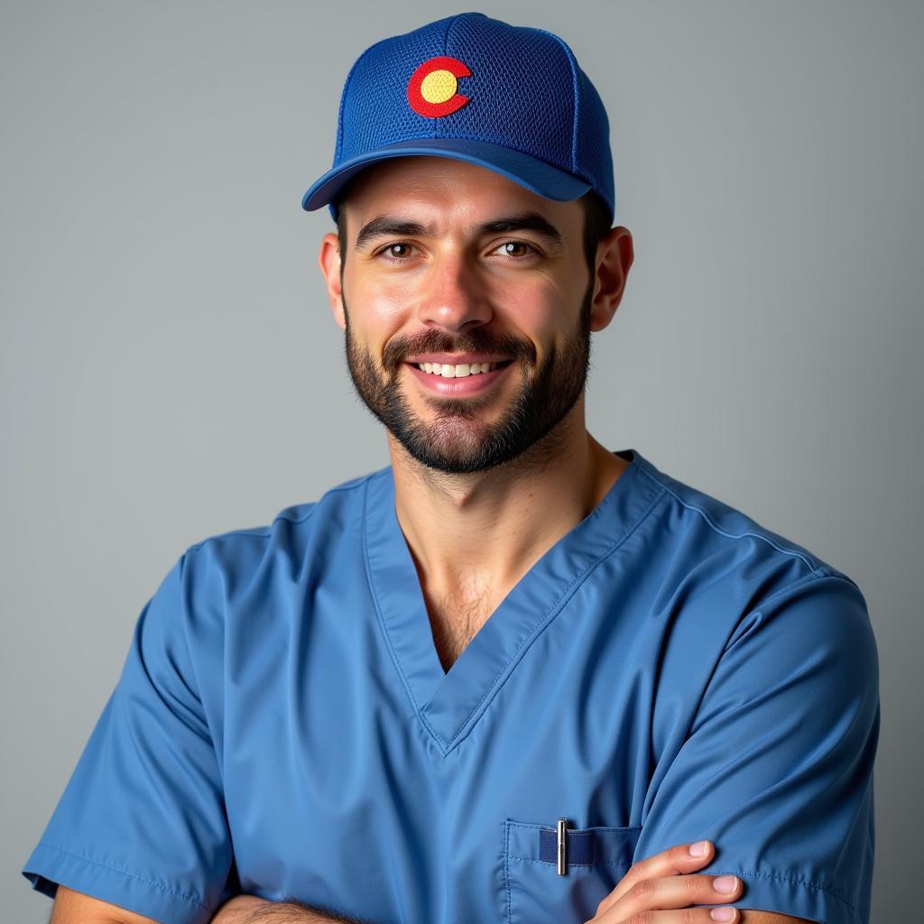 Male Nurse Wearing a Colorado Mesh Hat