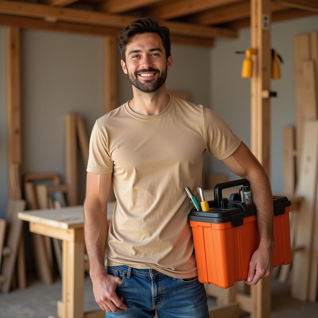 Man Holding Toolbox Smiling