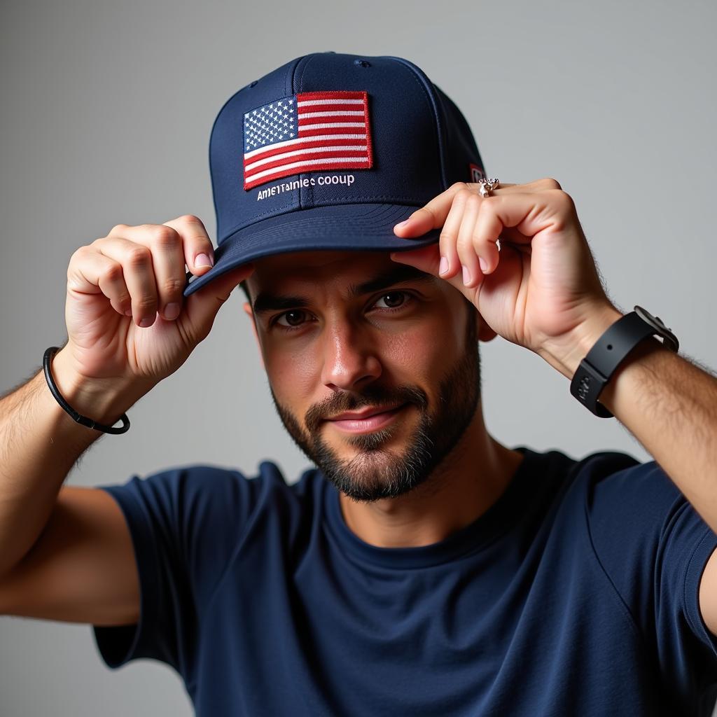 A man proudly sporting his 2A hat.