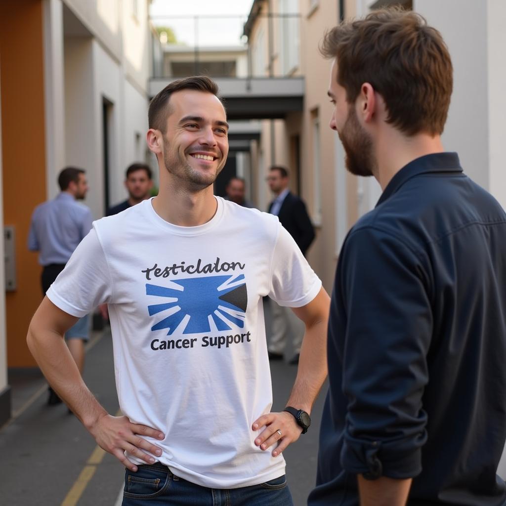 Man Wearing a Testicular Cancer Support Shirt