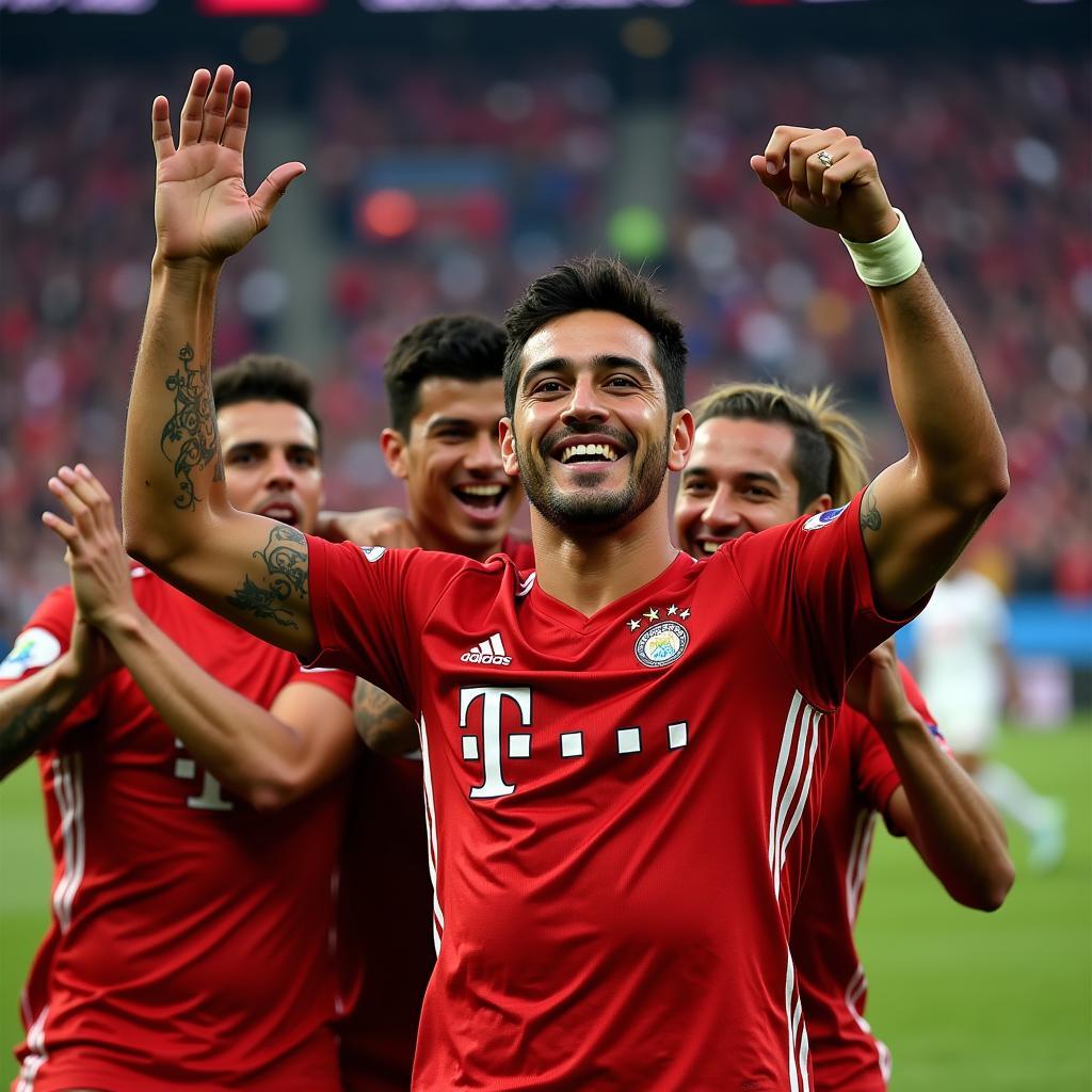 Manny Suarez celebrating a goal with teammates