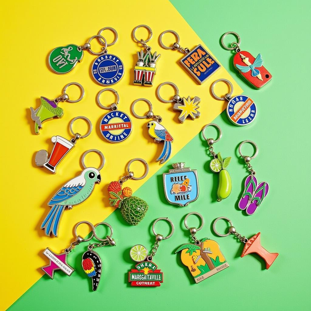 A vibrant collection of Margaritaville keychains