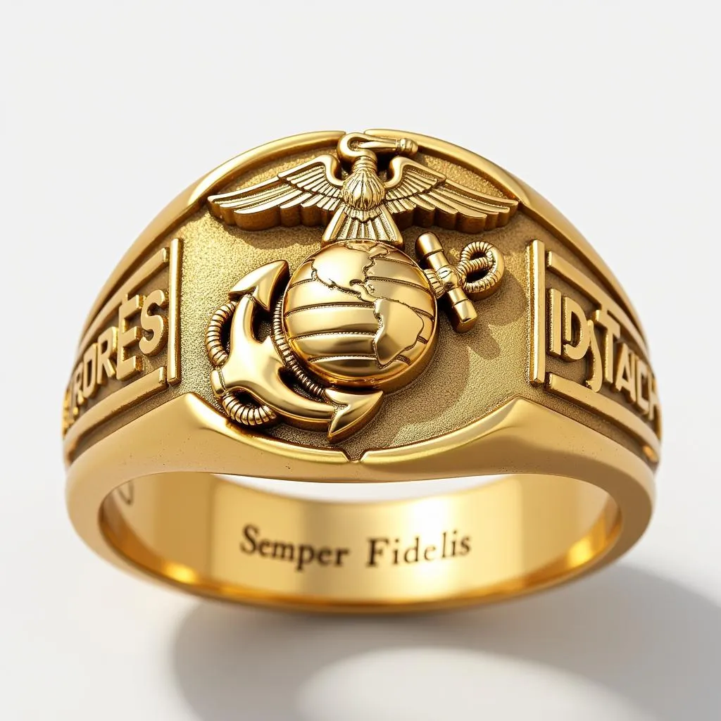 Close-up of a Marine Corps gold ring