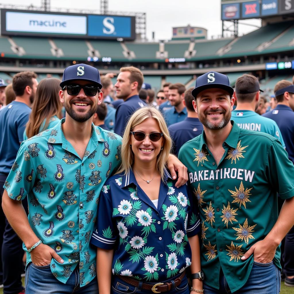 Mariners Fans Show Off Their Hawaiian Shirts