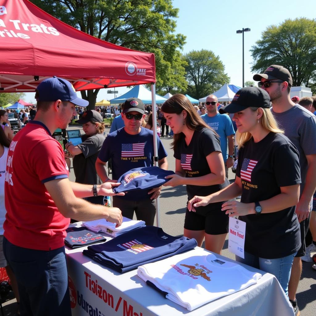 Marines t-shirt giveaway at a public event