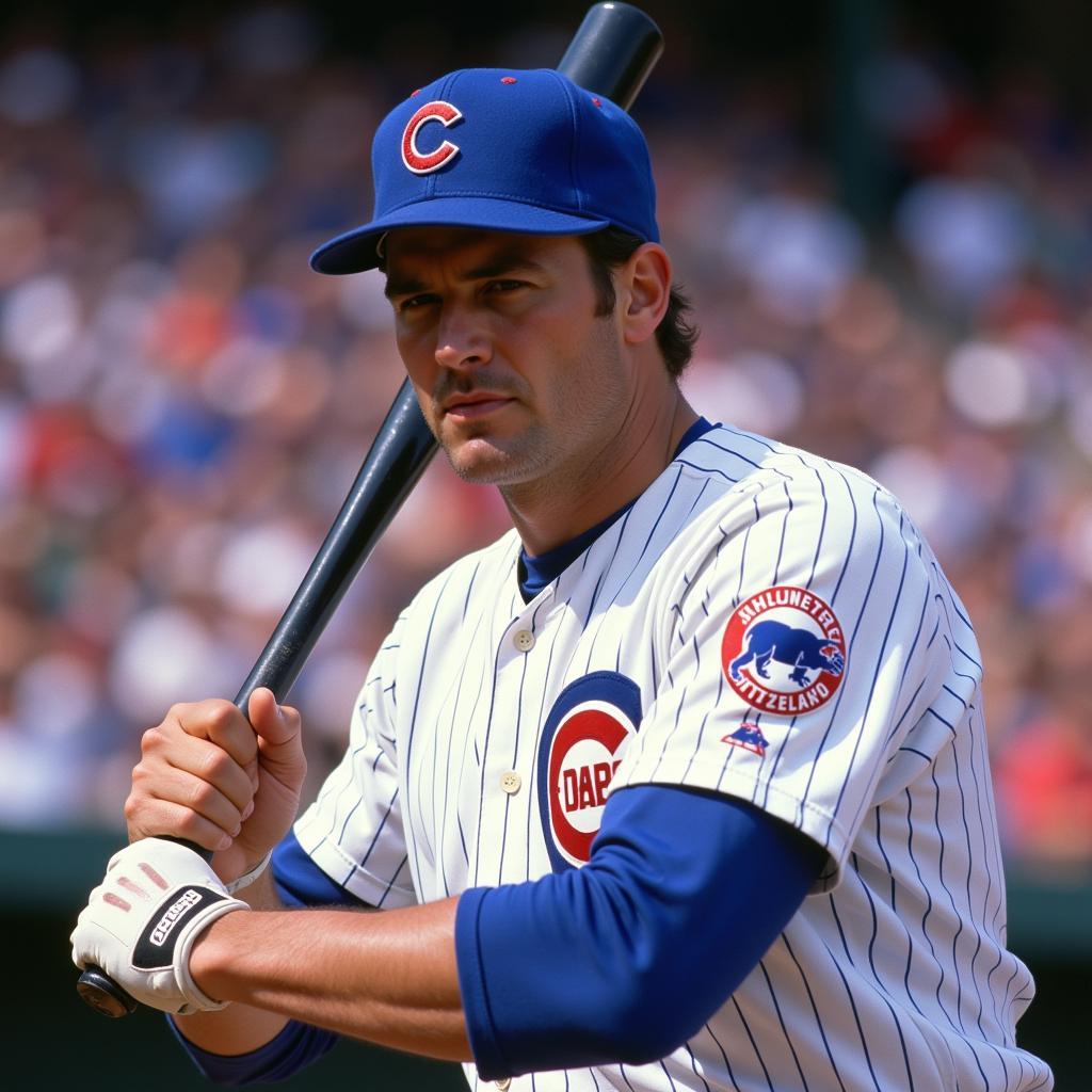 Mark Grace in his classic Cubs pinstripe jersey