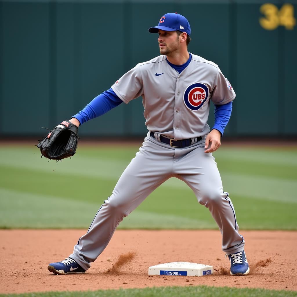 Mark Grace in his road gray Cubs jersey