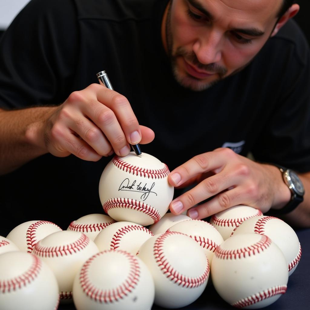 Mark Teixeira signing baseballs