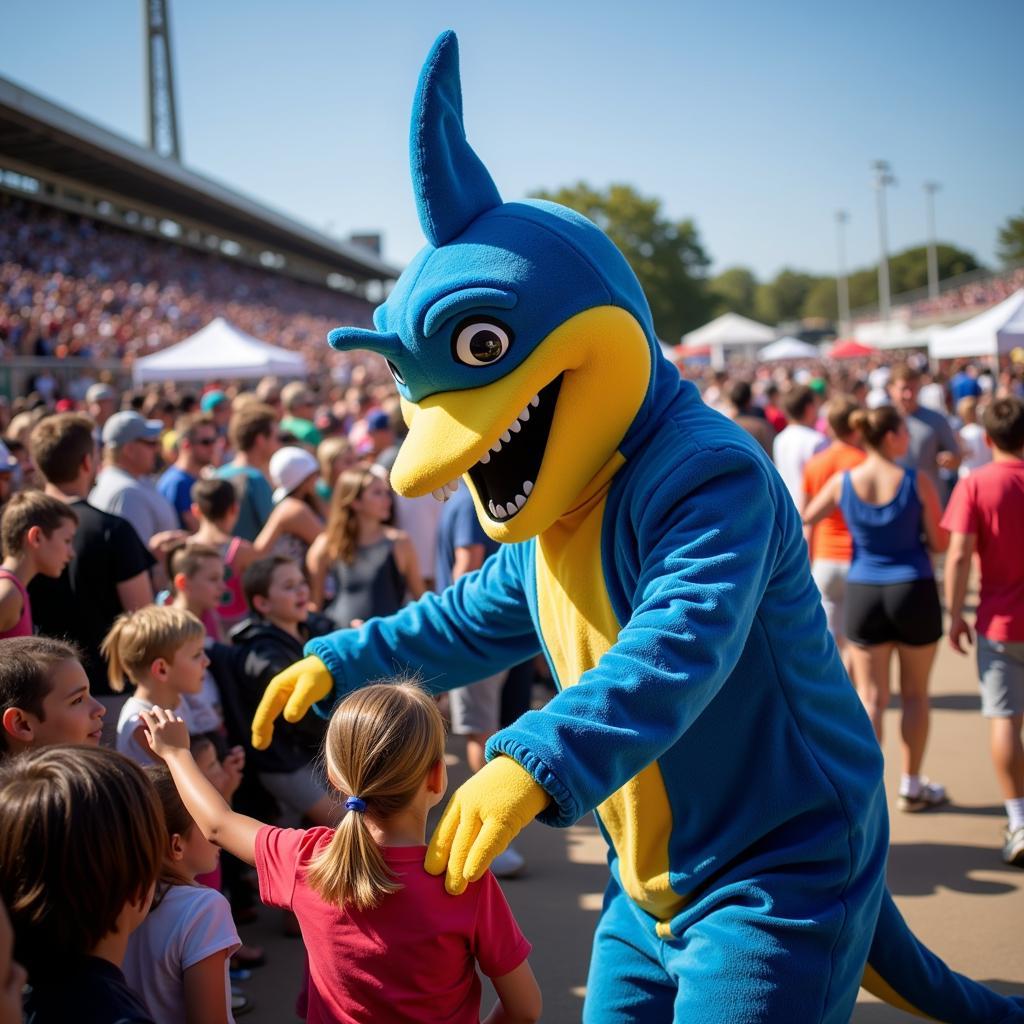 Marlin Mascot Costume at a Public Event