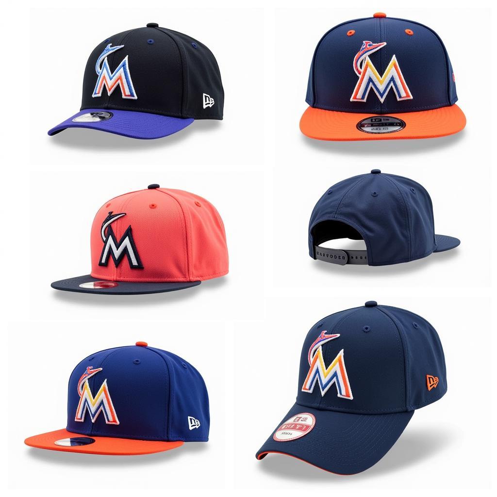 Different types of Marlins batting practice hats