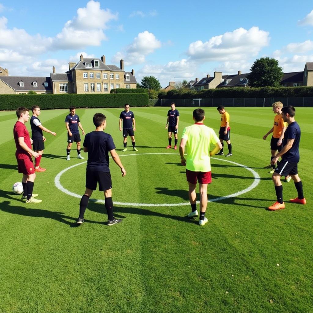 Players setting up for a mash ball game