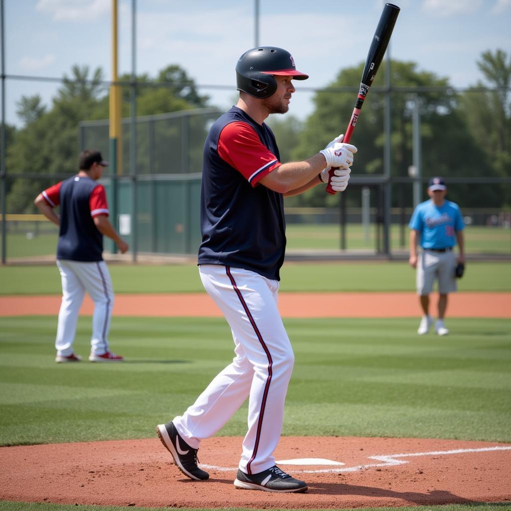 Matt Hickey perfecting his swing during batting practice