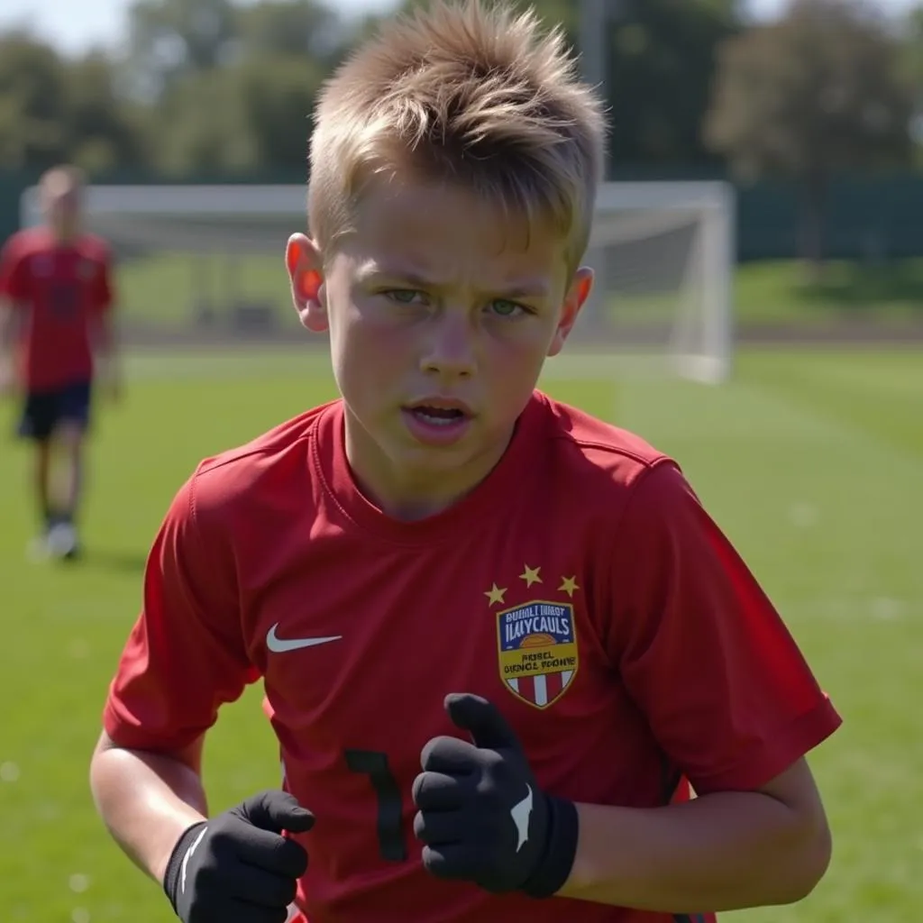 Matthew Krug training with his youth team, honing his skills.