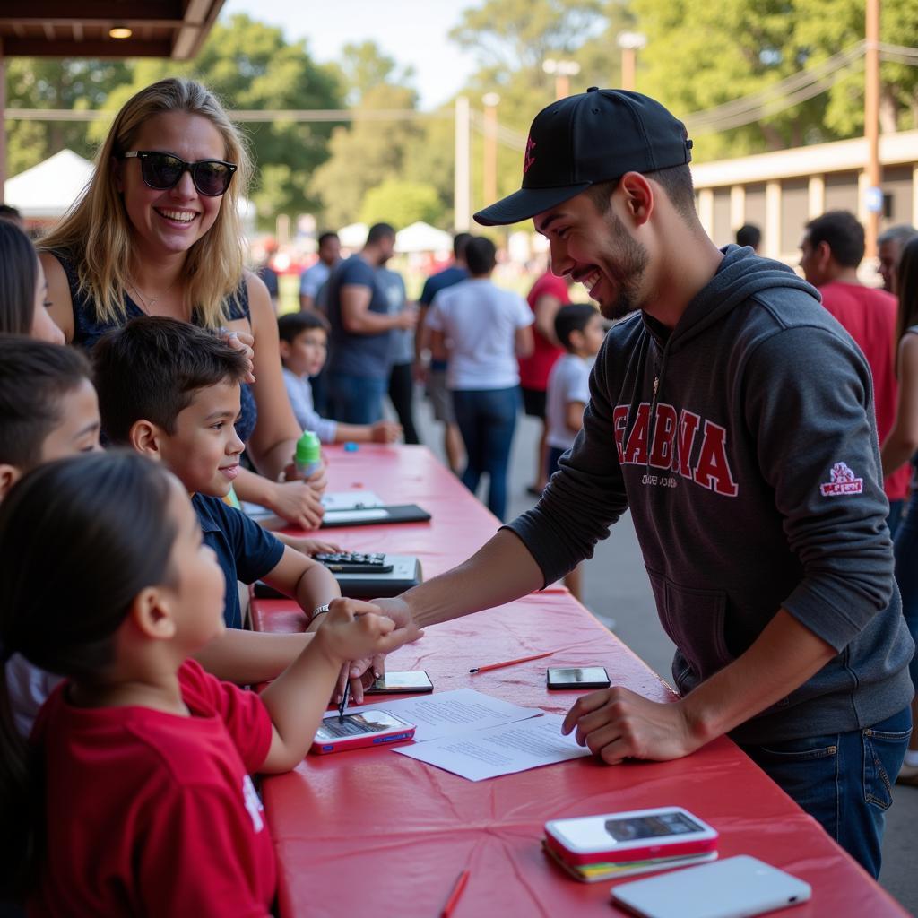 Max Alvarez interacts with young fans at an Inter Miami CF event