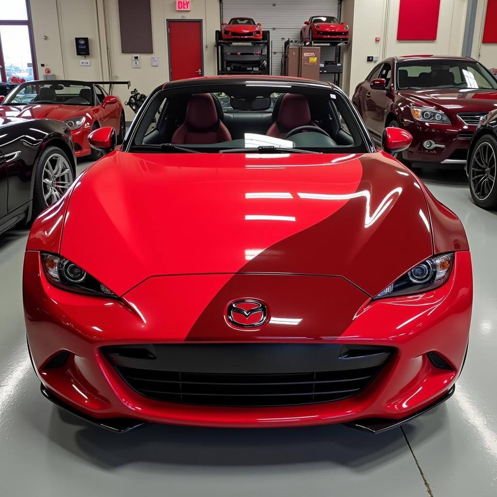 Mazda MX-5 showcasing different red wrap options