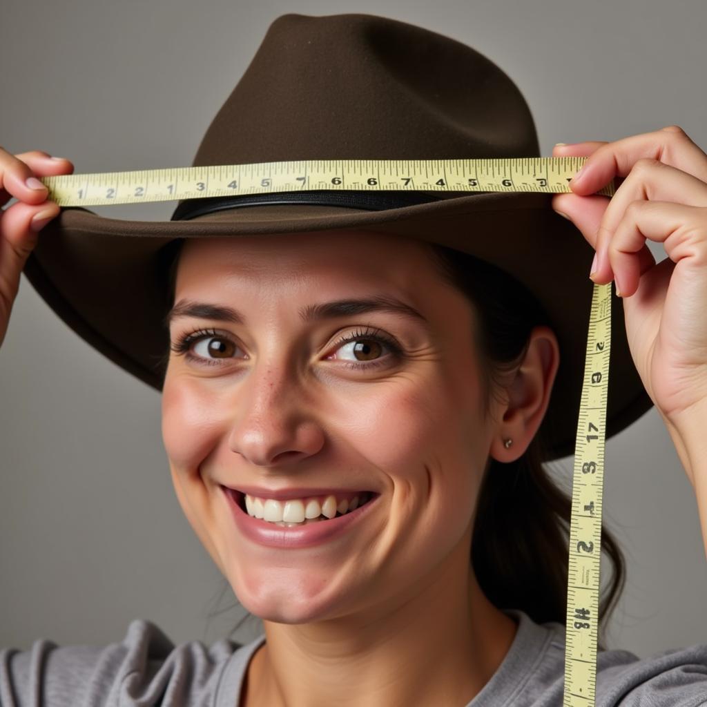 A person measuring their head for a Charlie Southern hat.