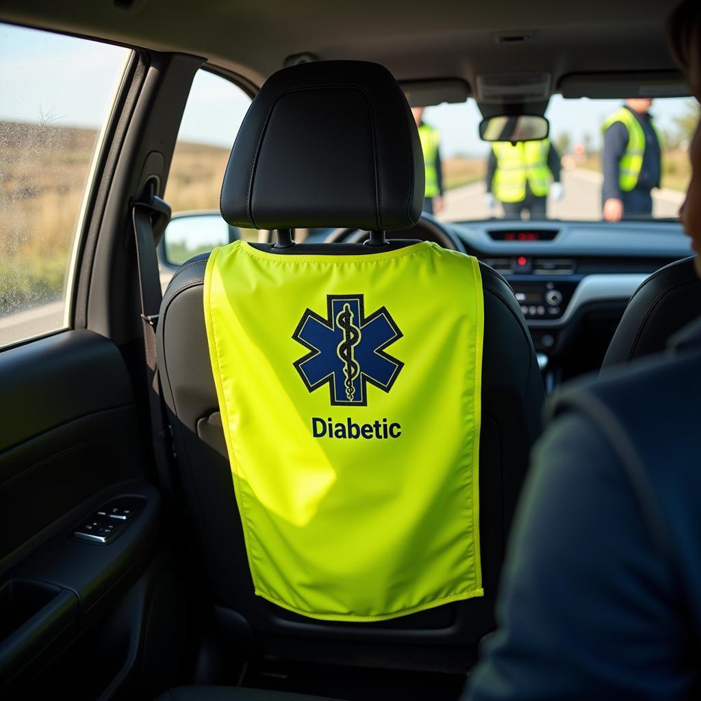 Medical Alert Seat Belt Cover Visible After Car Accident