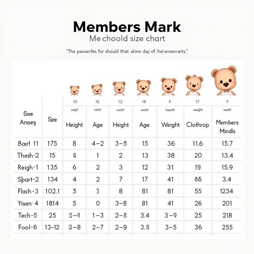 Members Mark Kids Size Chart Example