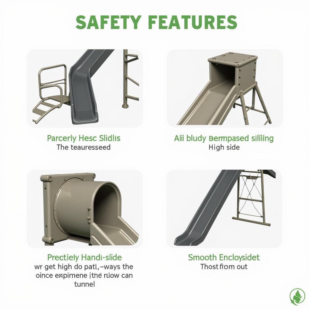 Close-up of safety features on a metal slide