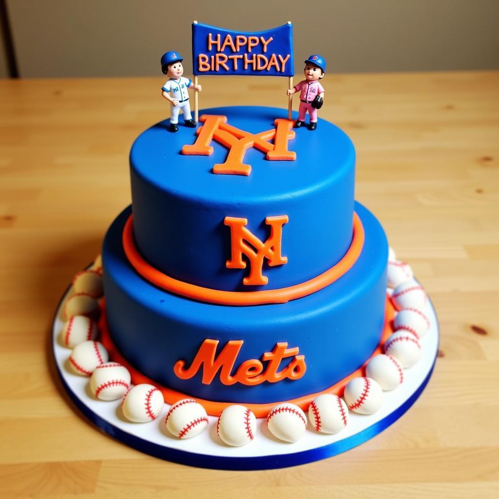 Mets Birthday Cake with Toppers